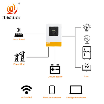 Invertisseur solaire hybride à onde sinusoïdale pure Mode de charge MPPT et plage de tension d'entrée acceptable 170-280VAC ou 90-280VAC 5,5 kW 6,2 kW