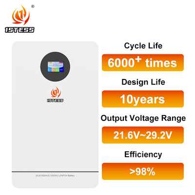 25.6V 51.2V 200Ah 5.12Kwh 10.24Kwh Lifepo4 Power Systèmes solaires ménagers montés sur le mur