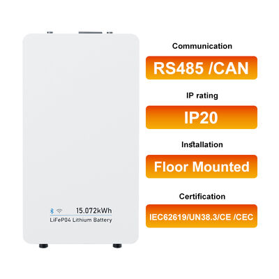 Batterie lithium LiFePO4 48V 314Ah 15kWh, unité de stockage d'énergie domestique murale tout-en-un