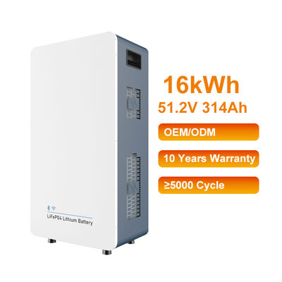 LiFePO4 batterie au lithium 51.2V 314Ah 16kwh montée sur le mur tout en un stockage d'énergie à domicile avec 6000+ cycles de vie