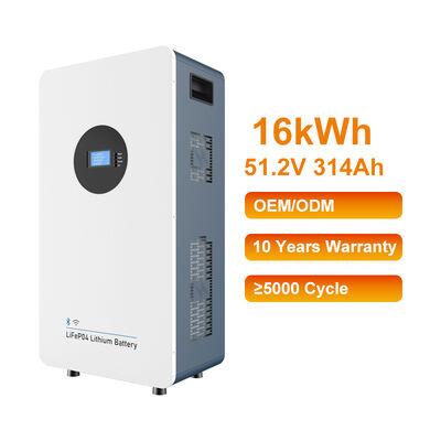 Stockage d'énergie domestique 51,2V 314Ah 16kWh tout-en-un mural LiFePO4 avec longue durée de vie